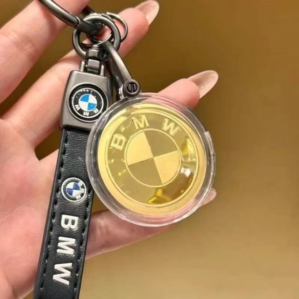 18K Gold Car Key Chain with Mercedes-Benz & BMW Logos - Premium Car Accessories